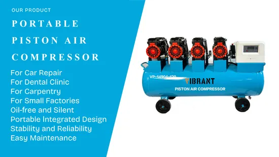 China Industrial Air-Coolling 4HP Electric Portable/Mobile Piston Silent Oil-Free Air Compressor
